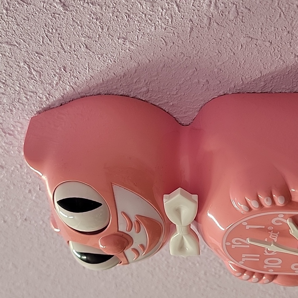 Rare Retired FADED PINK Kit Cat Klock Clock - Picture 5 of 6